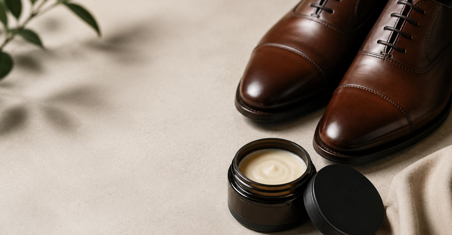 Professional leather conditioning on premium leather shoes to restore softness, prevent cracking, and extend the life of leather footwear.