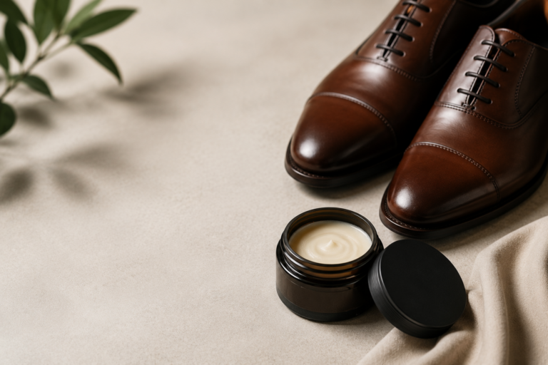 Professional leather conditioning on premium leather shoes to restore softness, prevent cracking, and extend the life of leather footwear.