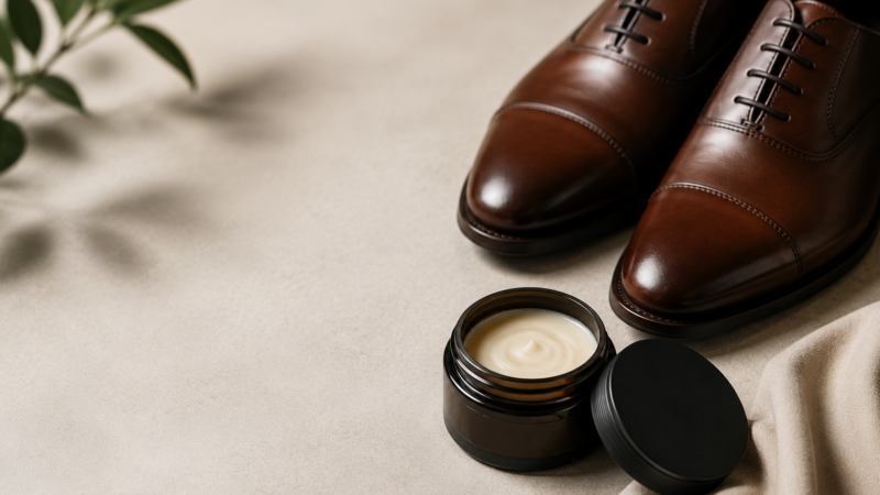 Professional leather conditioning on premium leather shoes to restore softness, prevent cracking, and extend the life of leather footwear.